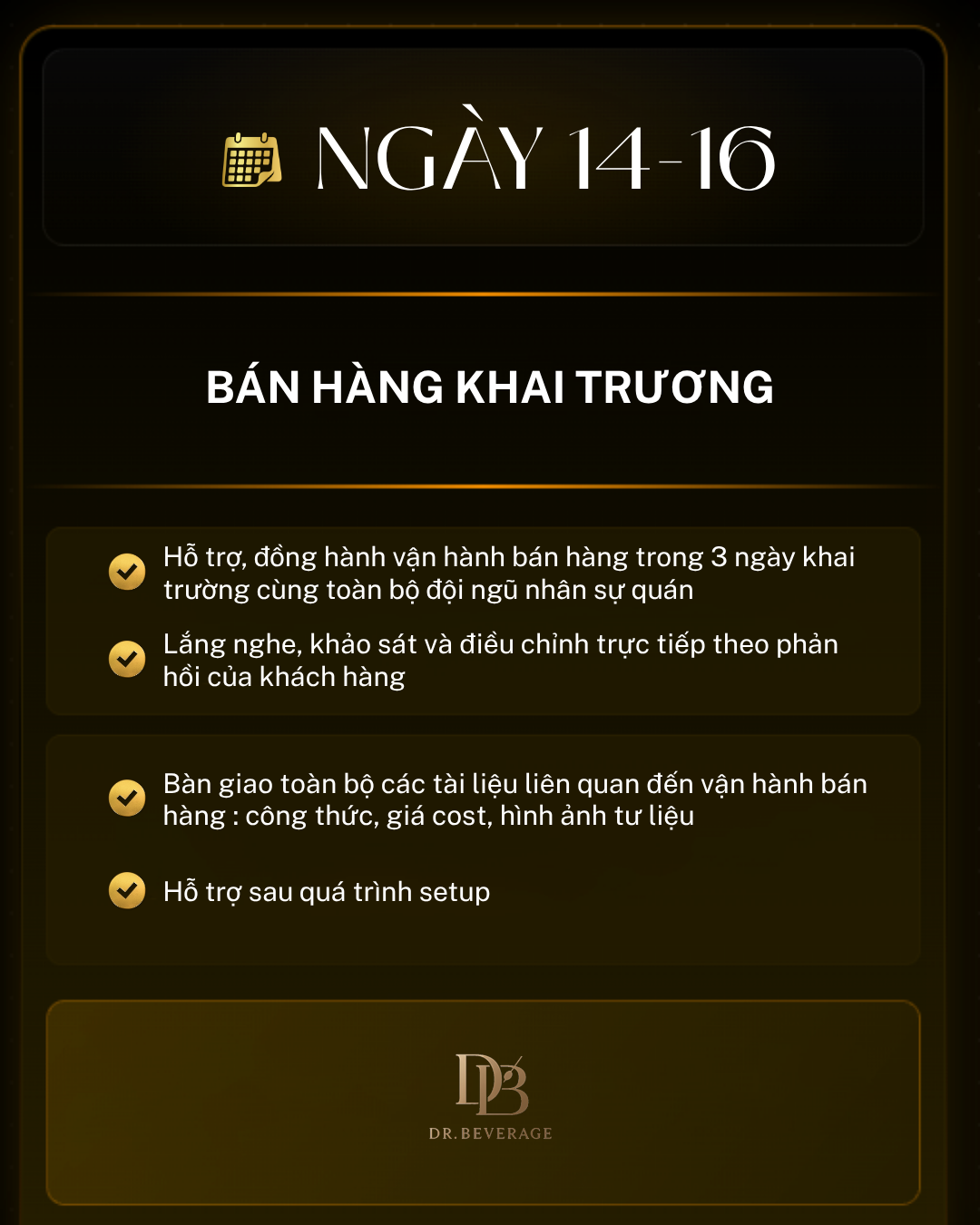 setup quán trọn gói, setup menu, vận hành, đào tạo nhân sự quán
