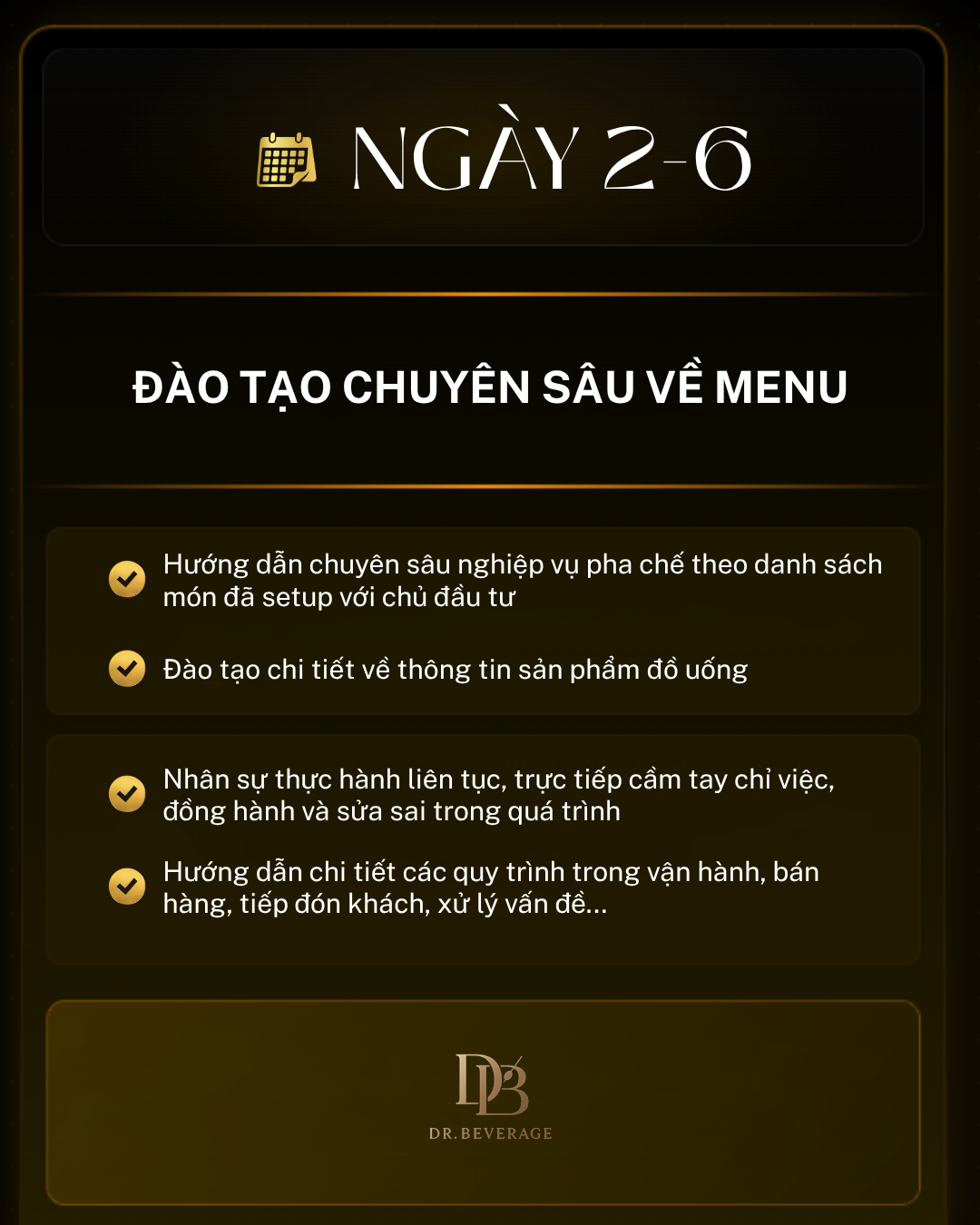 setup quán trọn gói, setup menu, vận hành, đào tạo nhân sự quán